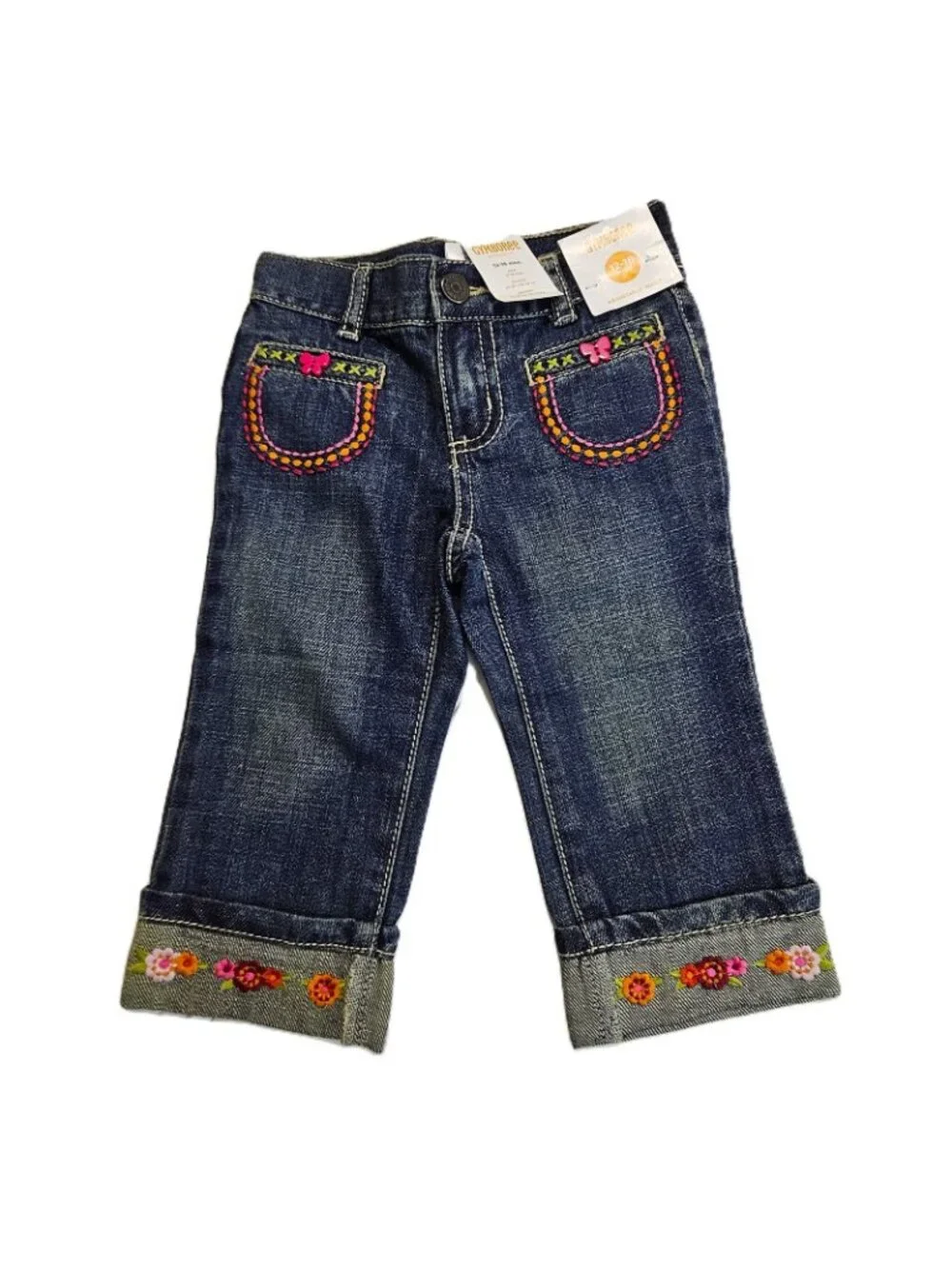 Gymboree Dark Wash Girls Denim Jeans Size 12-18 Months Adjustable Waist NWT